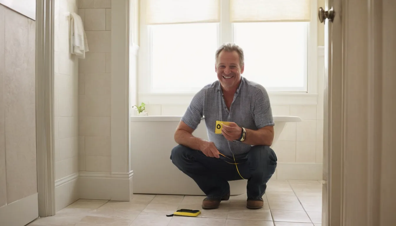 A homeowner measuring a bathroom doorway before requesting an estimate in the Painesville area